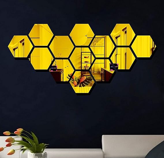 3D Acrylic Mirror Home Decor Set – 13 Pieces Wall Art