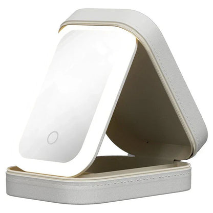 Portable Makeup Storage Box with LED Light Mirror (UAE Delivery Time: 1-3 Days)